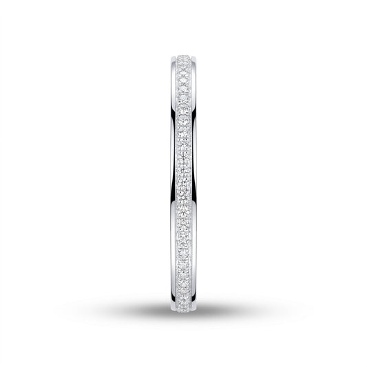 PT950 platinum textured wedding band 3mm angled view