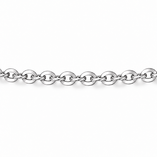 HELIOR 1.6mm PT950 platinum cable chain, macro view of polished oval links