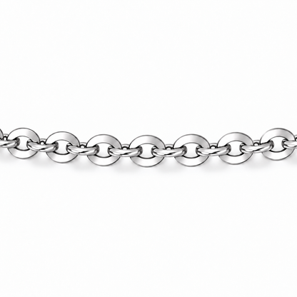 HELIOR 1.9mm PT950 platinum cable chain, macro view of polished oval links