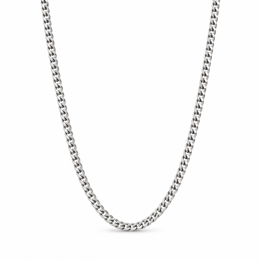 Cadence PT950 platinum curb chain necklace, 2mm width, on a white background