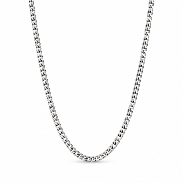 Cadence PT950 platinum curb chain necklace, 2mm width, on a white background