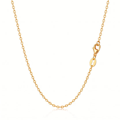 HELIOR 1.3mm 18K yellow gold cable chain necklace, full necklace view on white.
