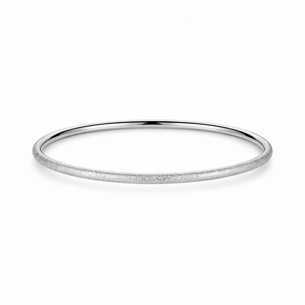 Solid PT950 platinum frosted bangle 3mm on white
