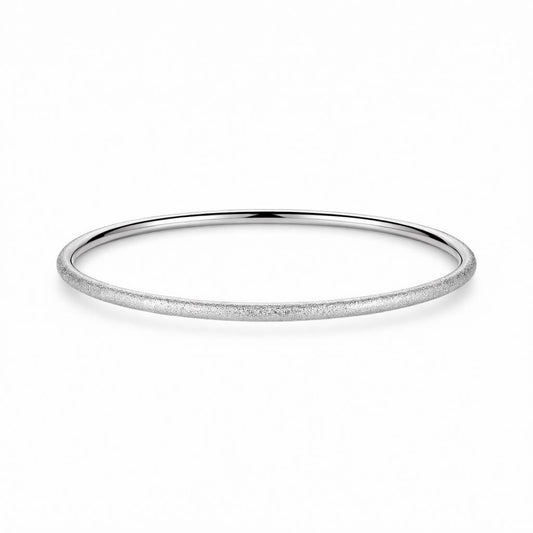 Solid PT950 platinum frosted bangle 3mm on white