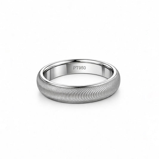 PT950 platinum wave textured wedding band 5mm front view