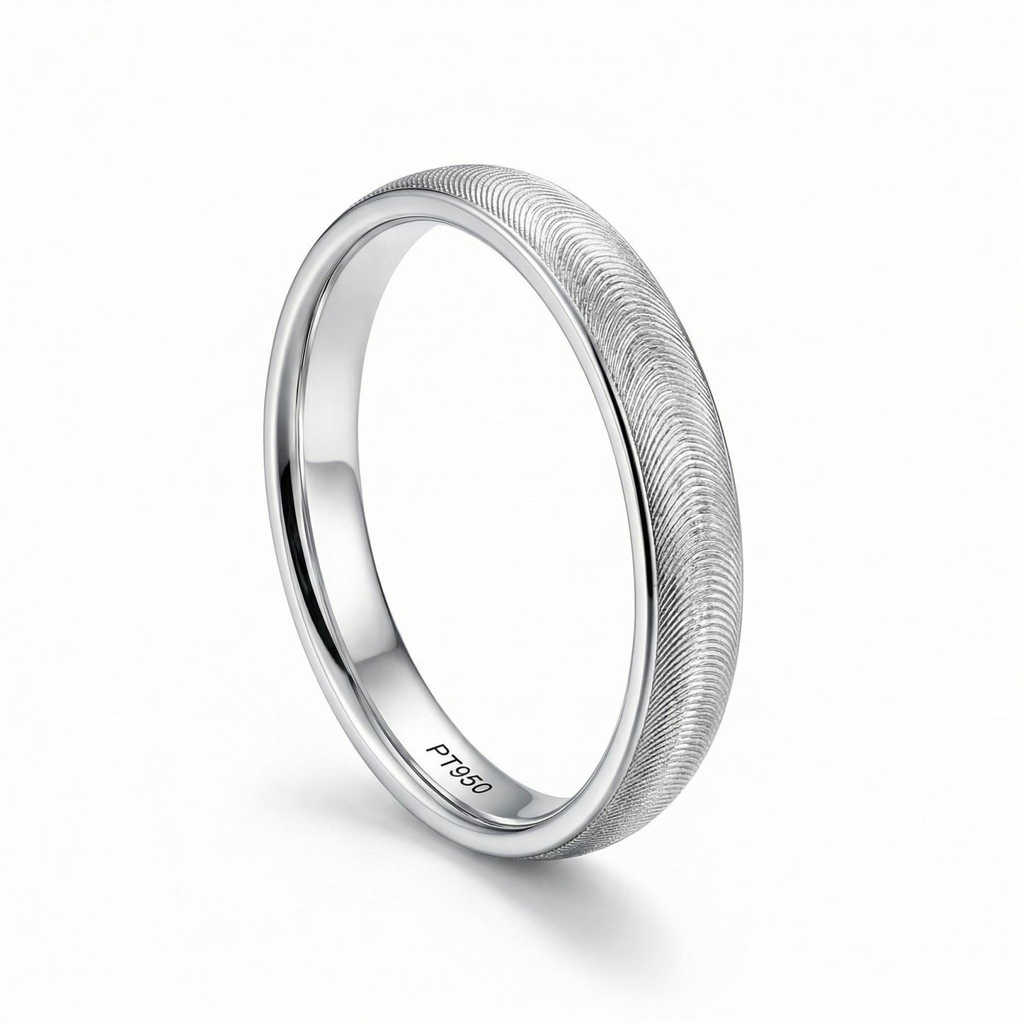 PT950 platinum wave textured wedding band 3mm side profile