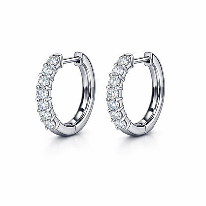 Front pair of PT950 platinum 0.32ctw lab diamond huggie earrings