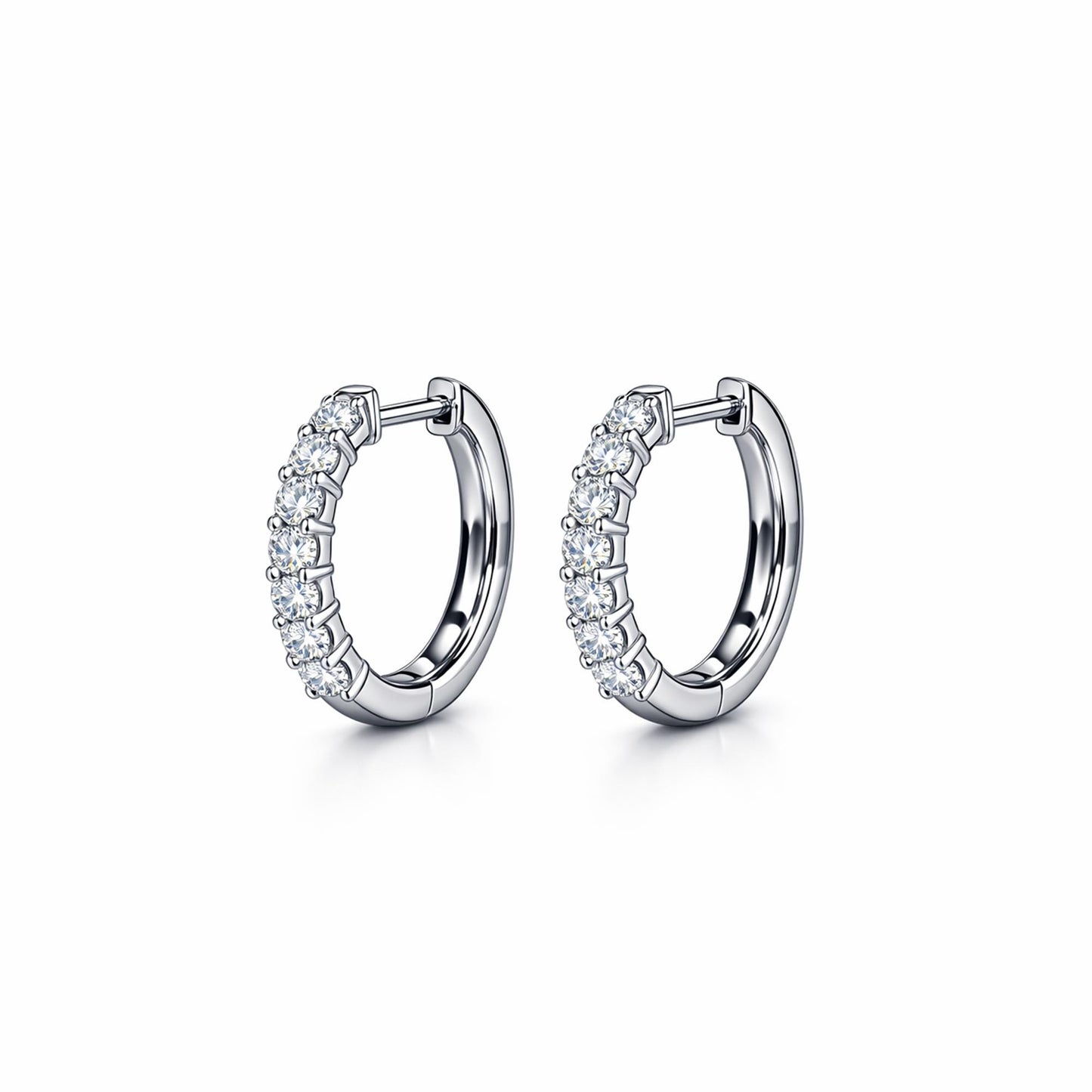 Pair of PT950 platinum 10mm lab diamond huggie earrings