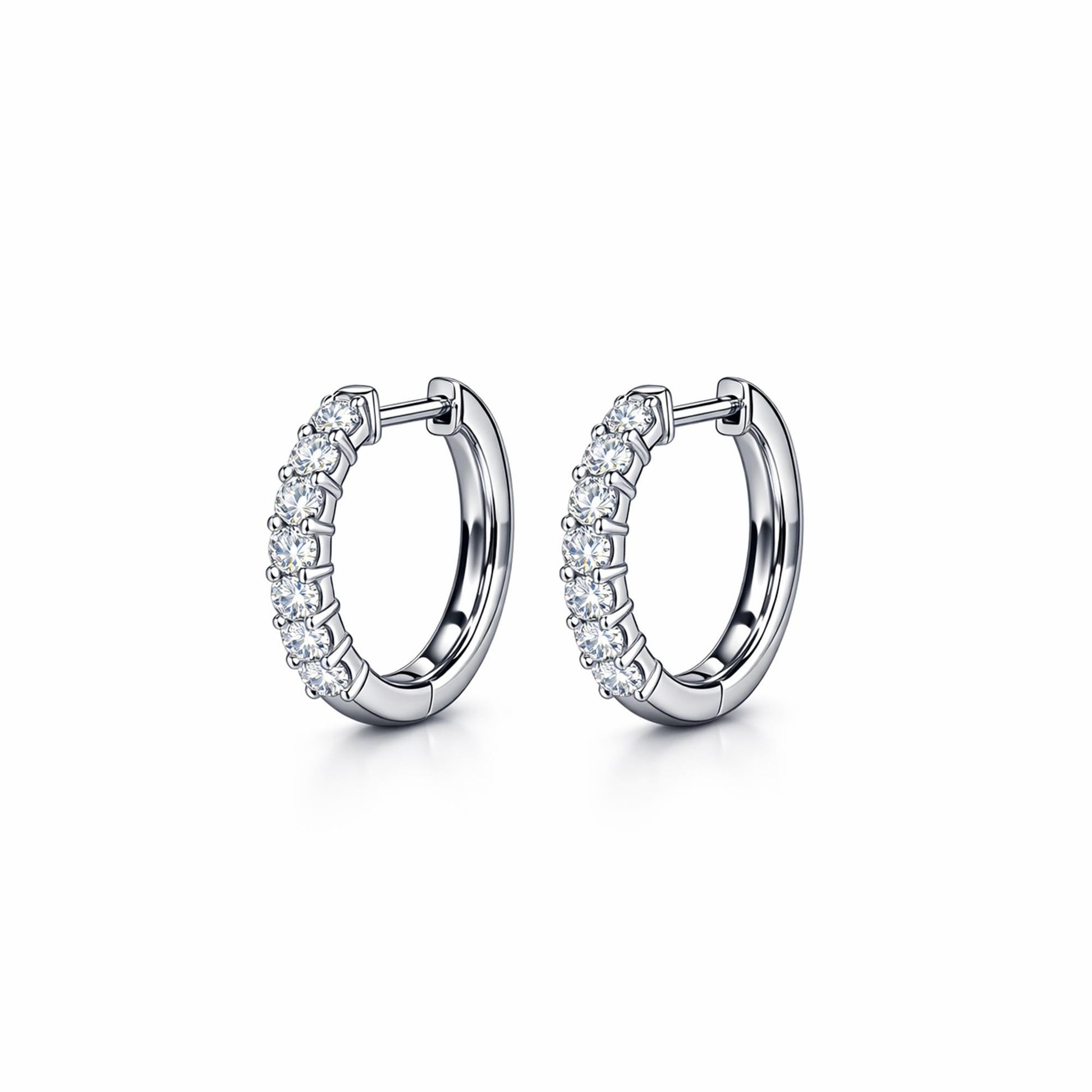 Pair of PT950 platinum 10mm lab diamond huggie earrings
