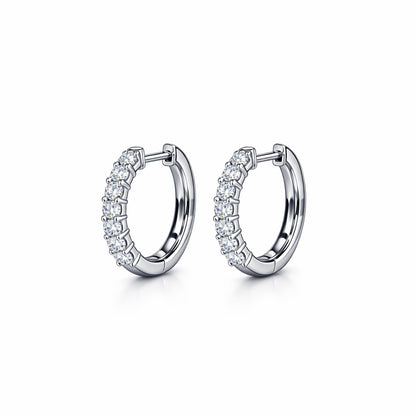 Pair of PT950 platinum 10mm lab diamond huggie earrings