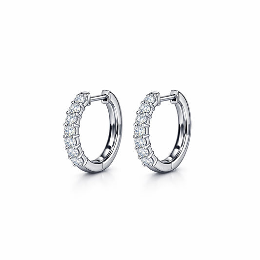 Pair of PT950 platinum 10mm lab diamond huggie earrings
