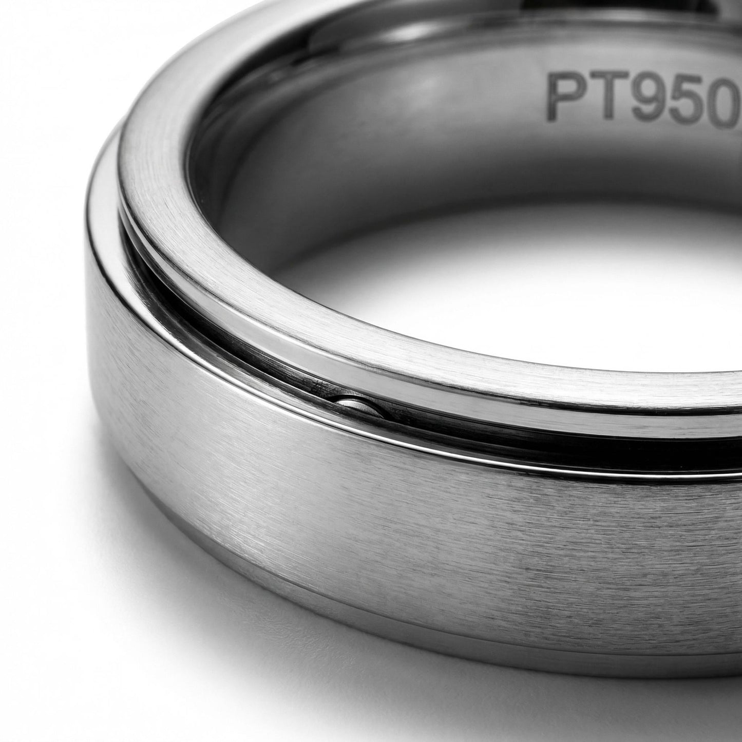 PT950 platinum kinetic band 5mm worn view