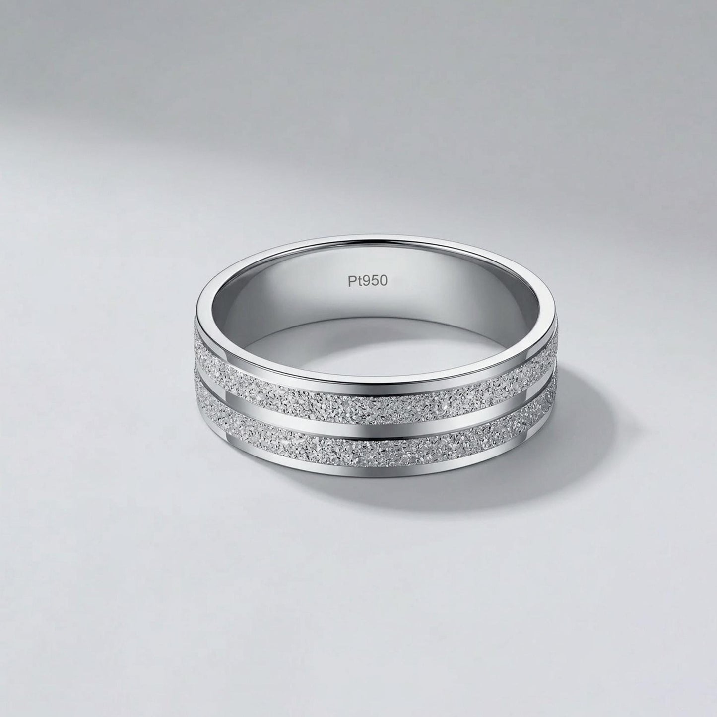 PT950 platinum matte centre wedding band 5mm close-up detail