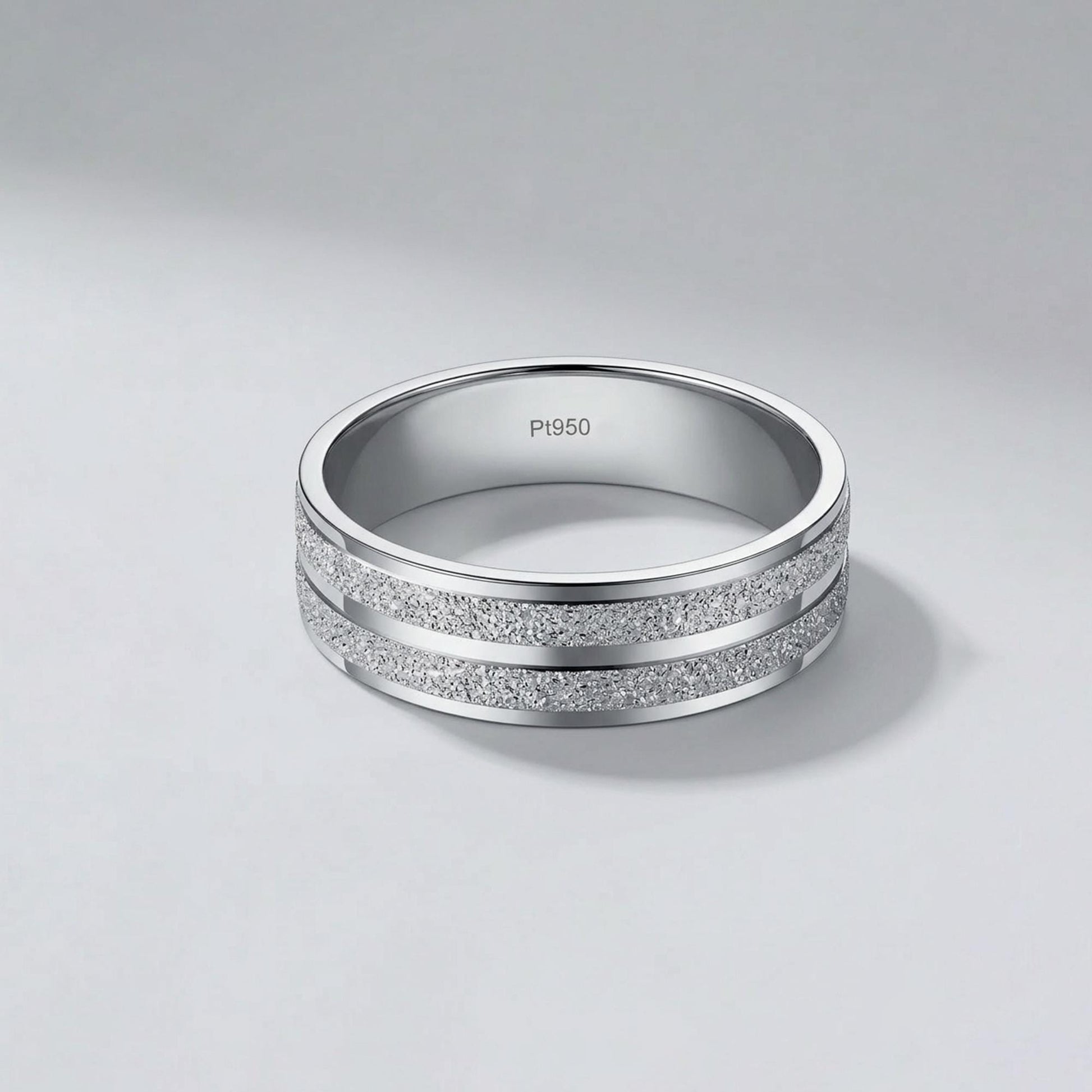 PT950 platinum matte centre wedding band 5mm close-up detail