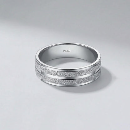 PT950 platinum matte centre wedding band 5mm close-up detail