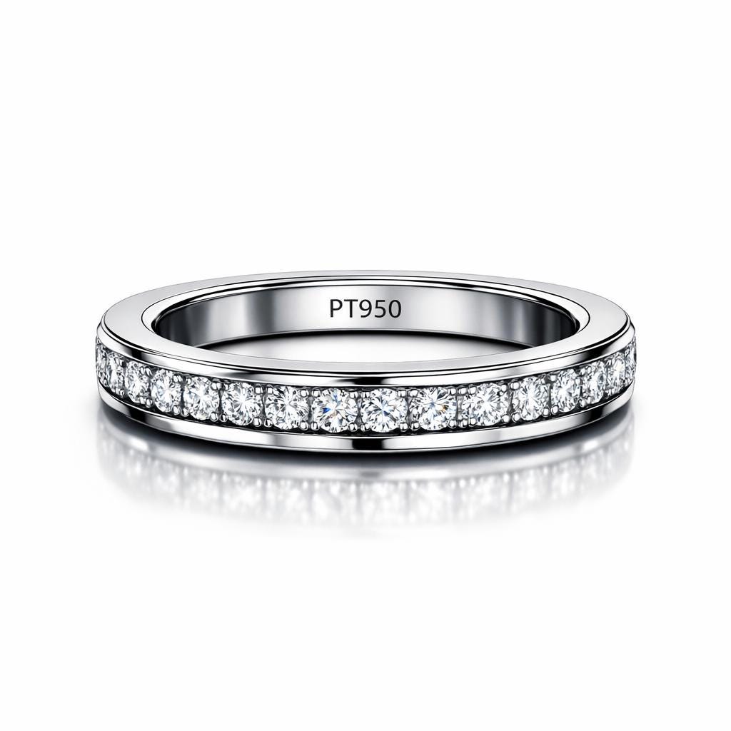 PT950 platinum kinetic diamond band 3mm 0.50ct front view