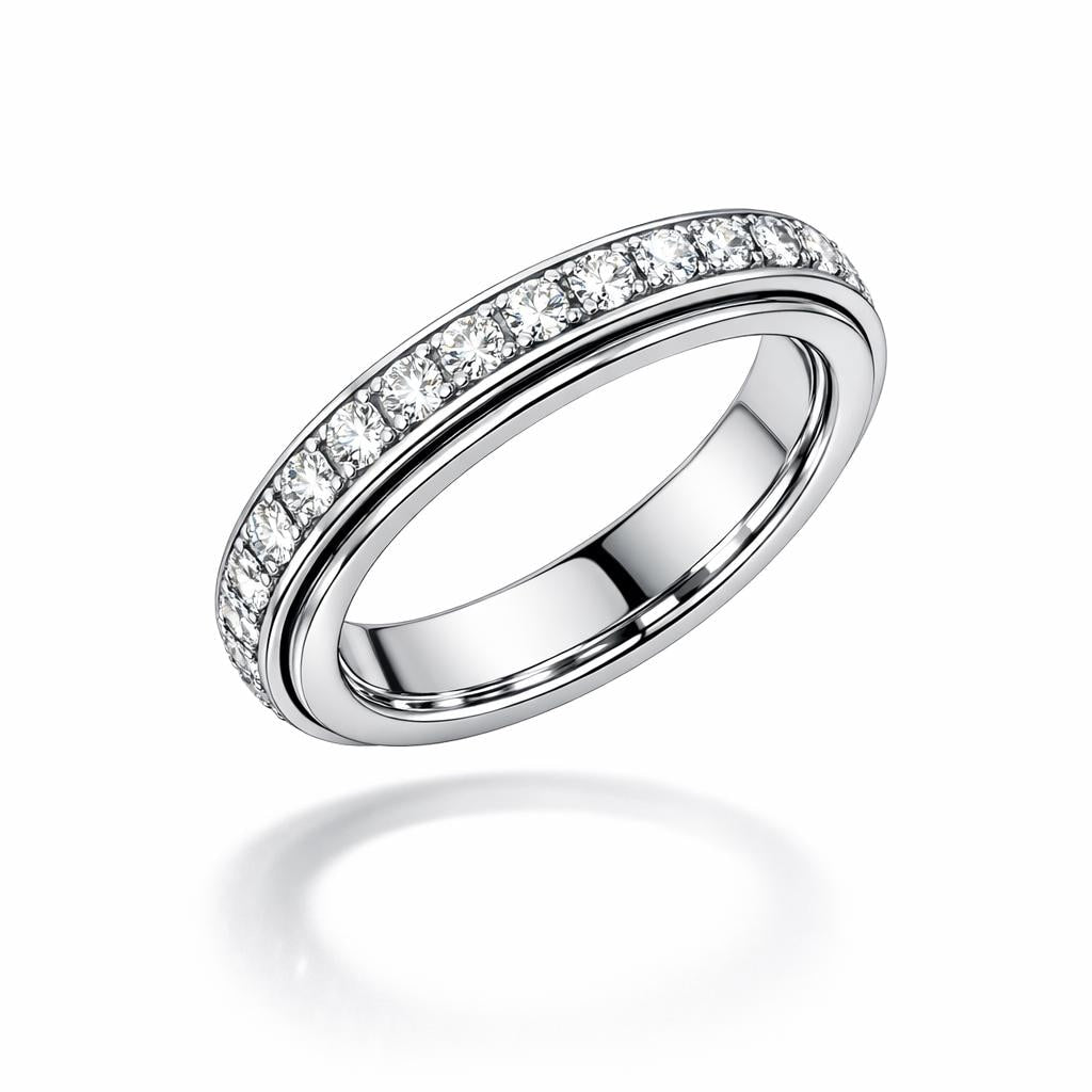 PT950 platinum kinetic diamond band 3mm 0.50ct angled view