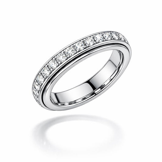 PT950 platinum kinetic diamond band 3mm 0.50ct angled view