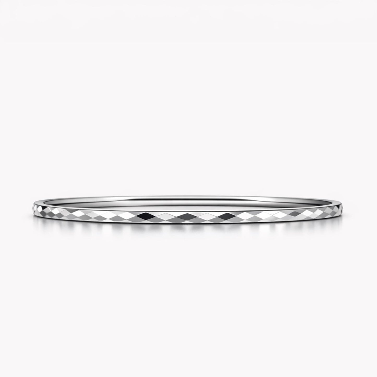 Solid PT950 platinum geometric faceted bangle 3mm on white