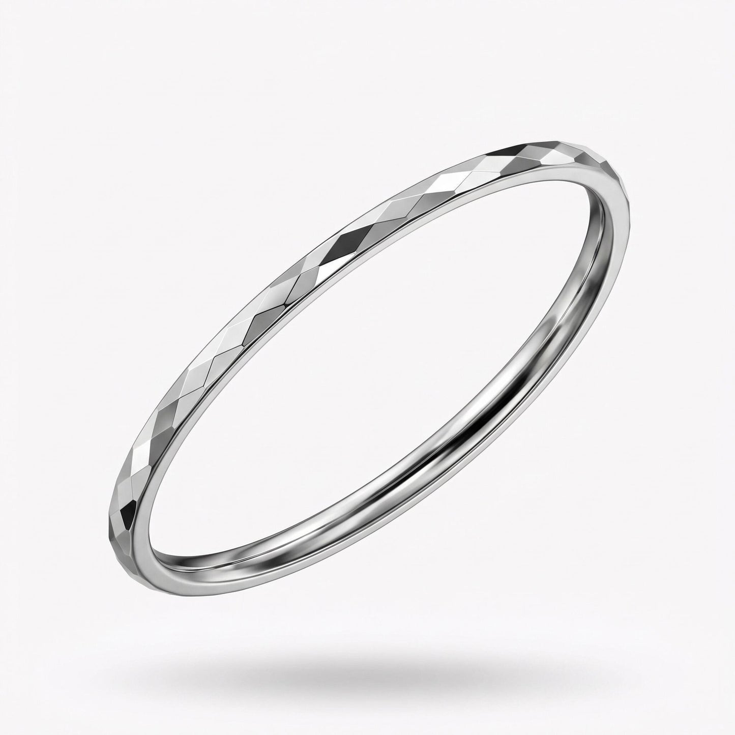 Side view of solid PT950 faceted bangle