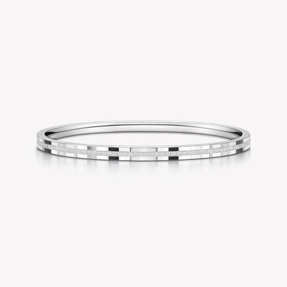 Solid PT950 frosted hinged platinum bangle 3mm on white