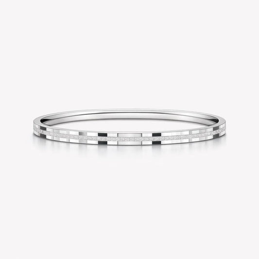 Solid PT950 frosted hinged platinum bangle 3mm on white