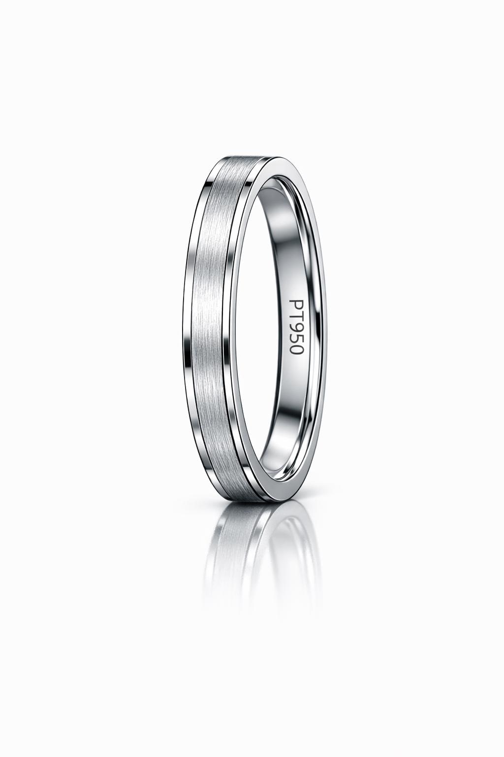 PT950 platinum brushed comfort fit wedding band 3mm angled view