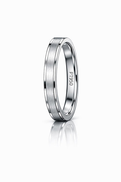 PT950 platinum brushed comfort fit wedding band 3mm angled view