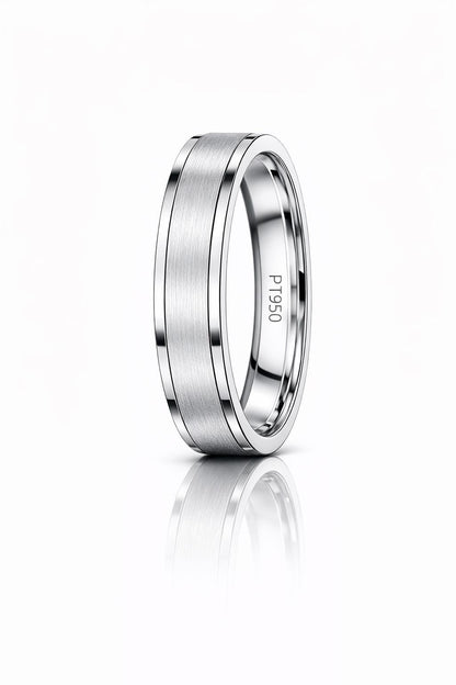 PT950 platinum brushed comfort fit wedding band 5mm on-hand view