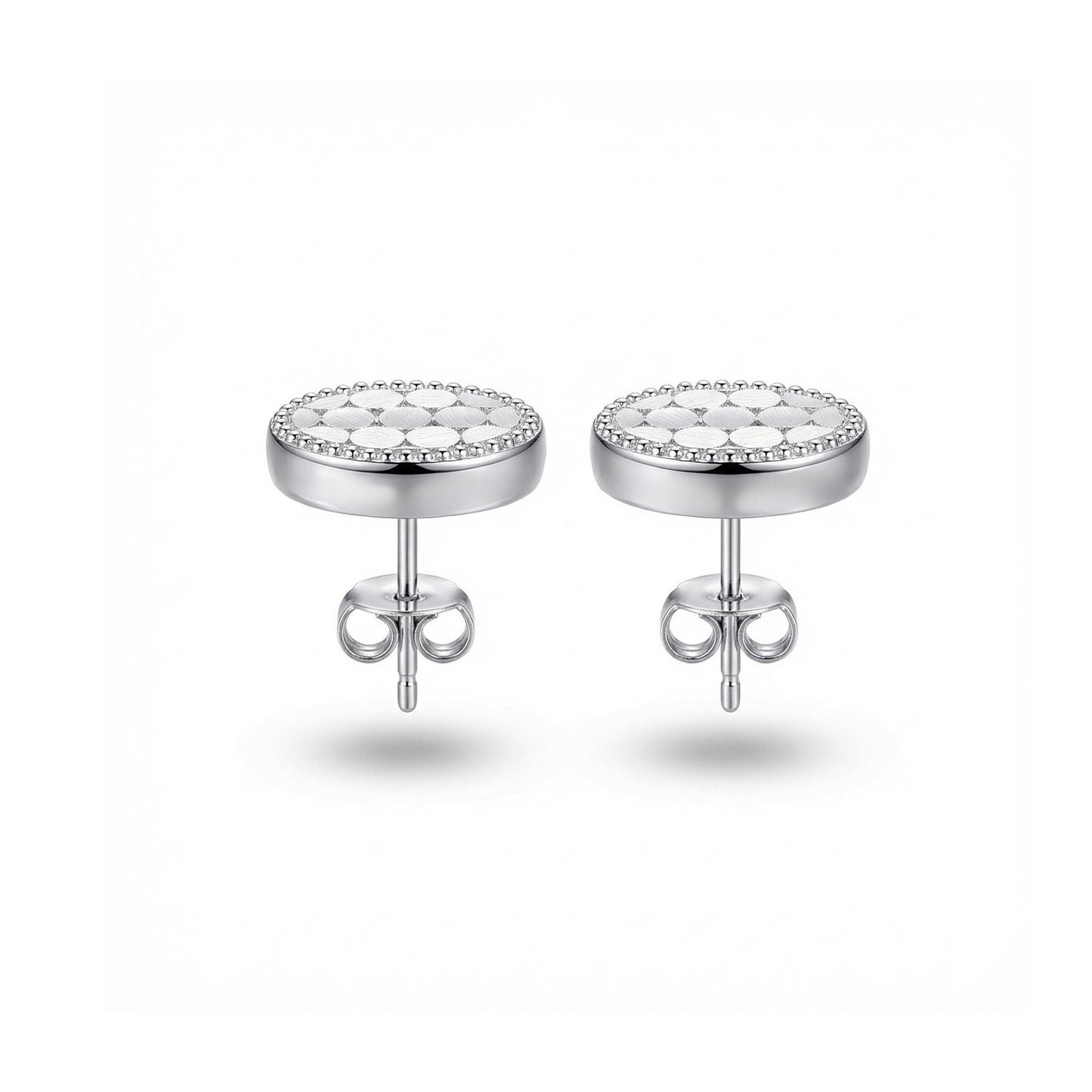 Back view of PT950 textured oval stud earrings