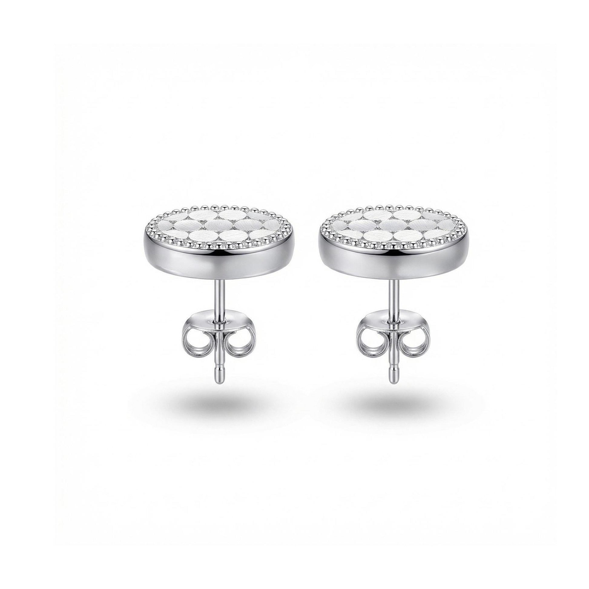 Back view of PT950 textured oval stud earrings