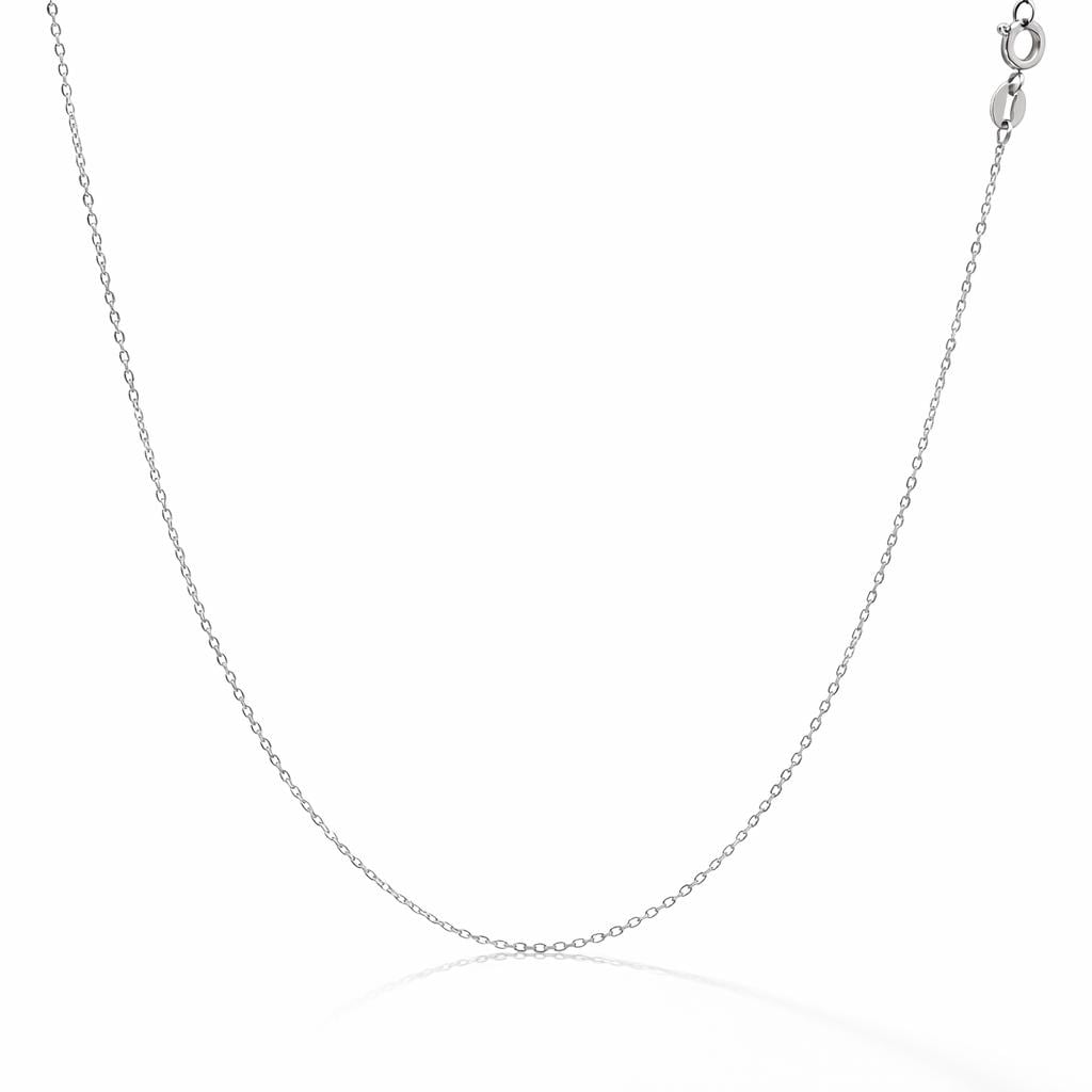 Fine solid platinum cable chain necklace arranged in a front drape