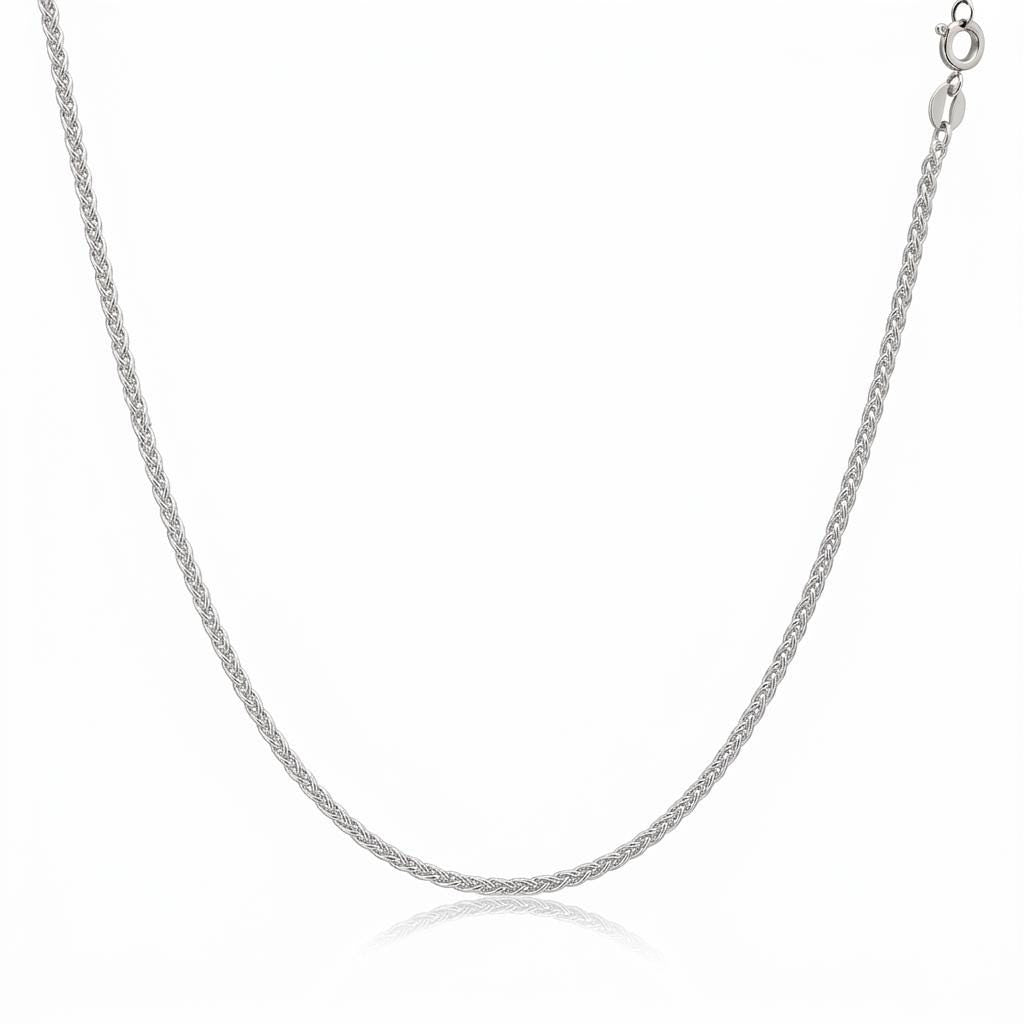 Solid PT950 platinum foxtail chain necklace with clasp isolated on white