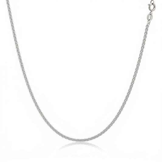 Solid PT950 platinum foxtail chain necklace with clasp isolated on white