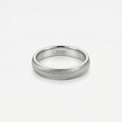 PT950 platinum wave textured wedding band 5mm worn view