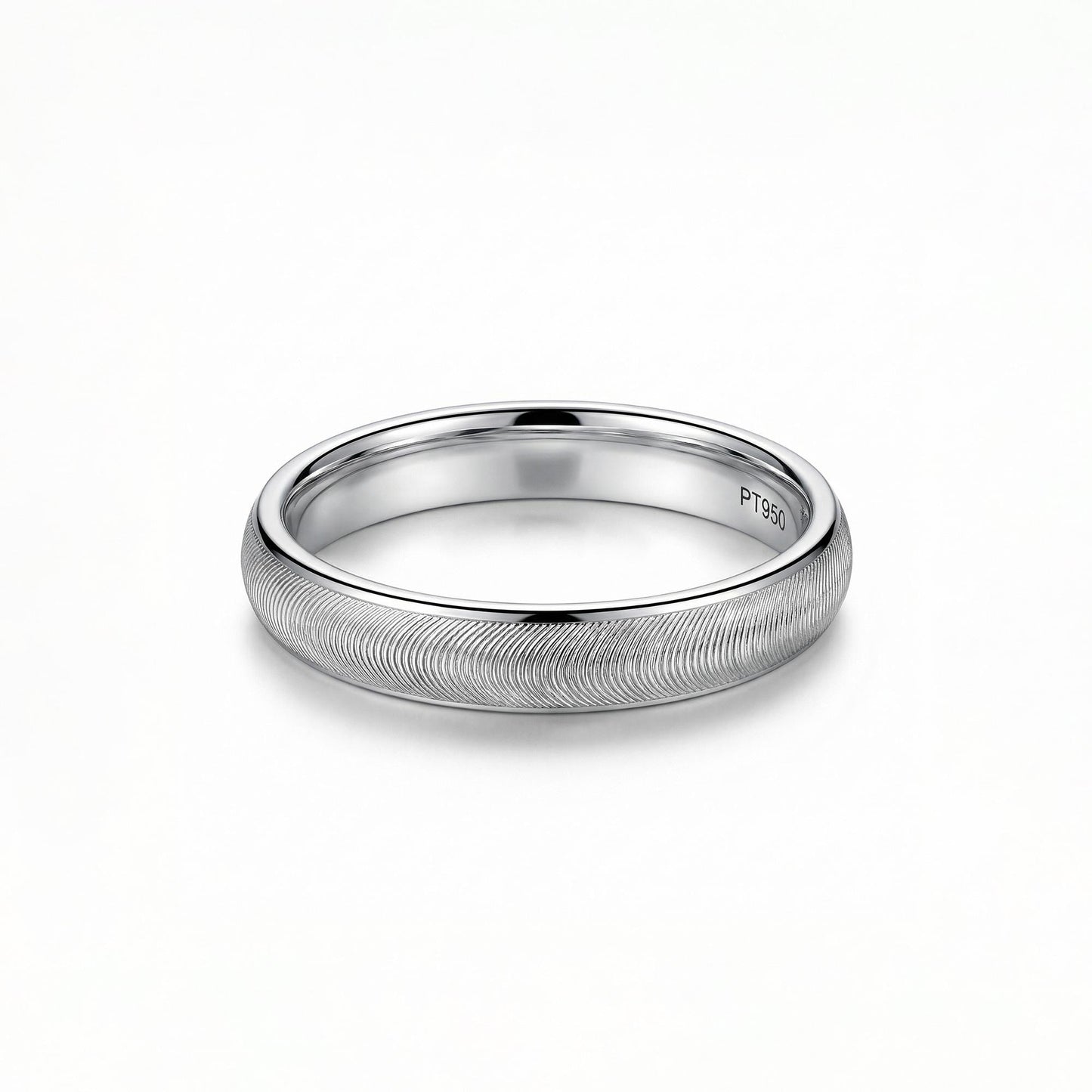PT950 platinum wave textured wedding band 3mm front view