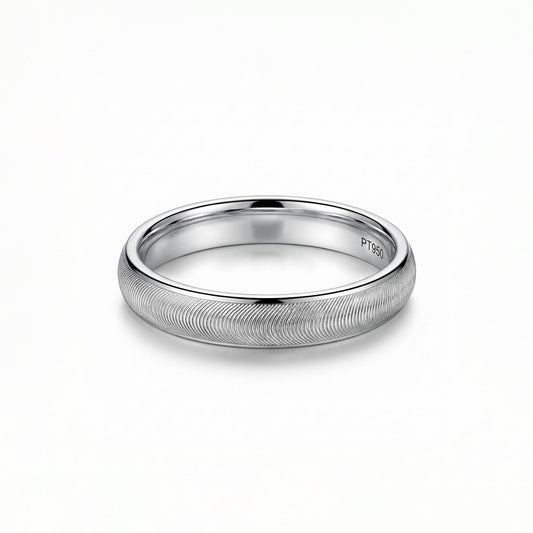 PT950 platinum wave textured wedding band 3mm front view