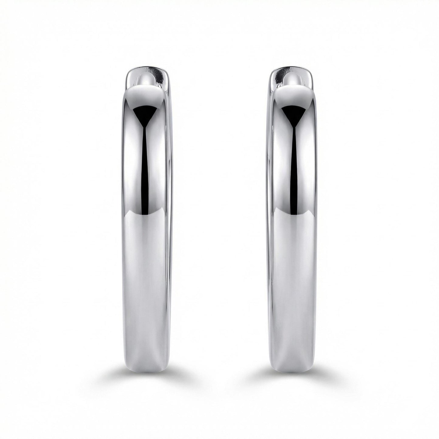 Side view of solid PT950 teardrop huggie earrings