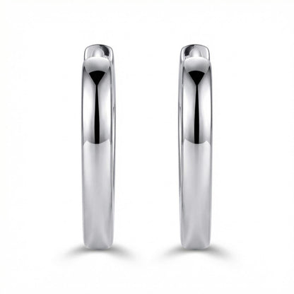 Side view of solid PT950 teardrop huggie earrings