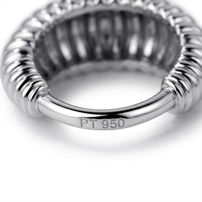 PT950 stamp inside a ribbed platinum huggie hoop