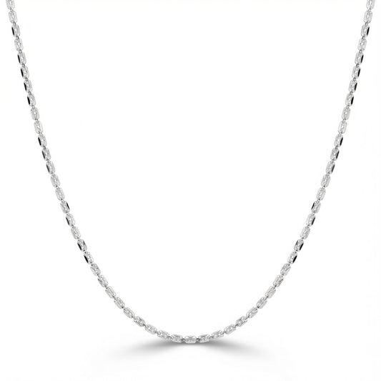 Solid PT950 platinum olive bead chain necklace isolated on white