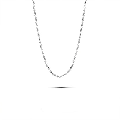 Solid PT950 platinum 1.3mm polished bead chain necklace on white