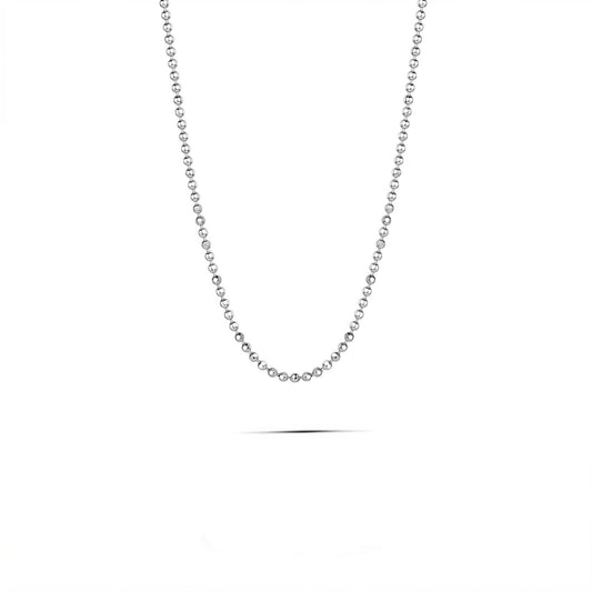 Solid PT950 platinum 1.3mm polished bead chain necklace on white