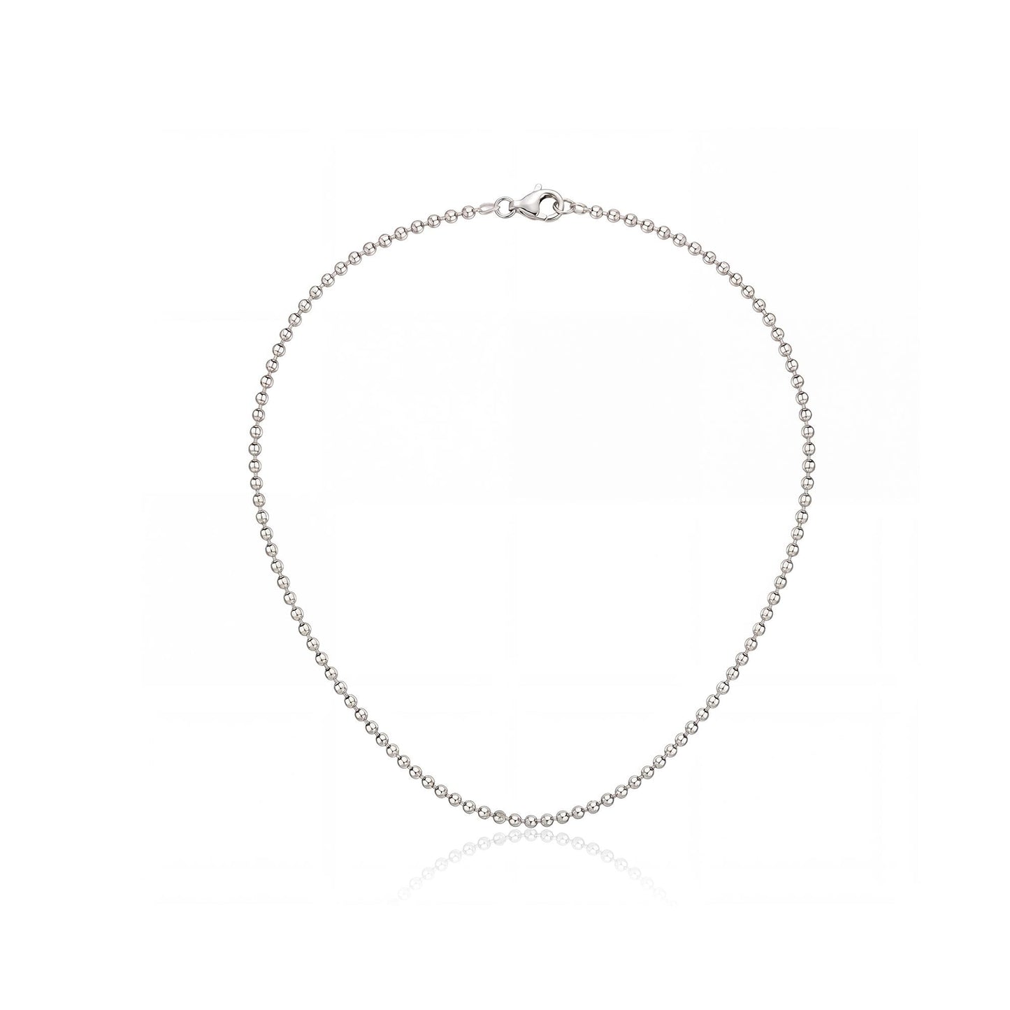 Full circular view of solid PT950 platinum bead chain necklace
