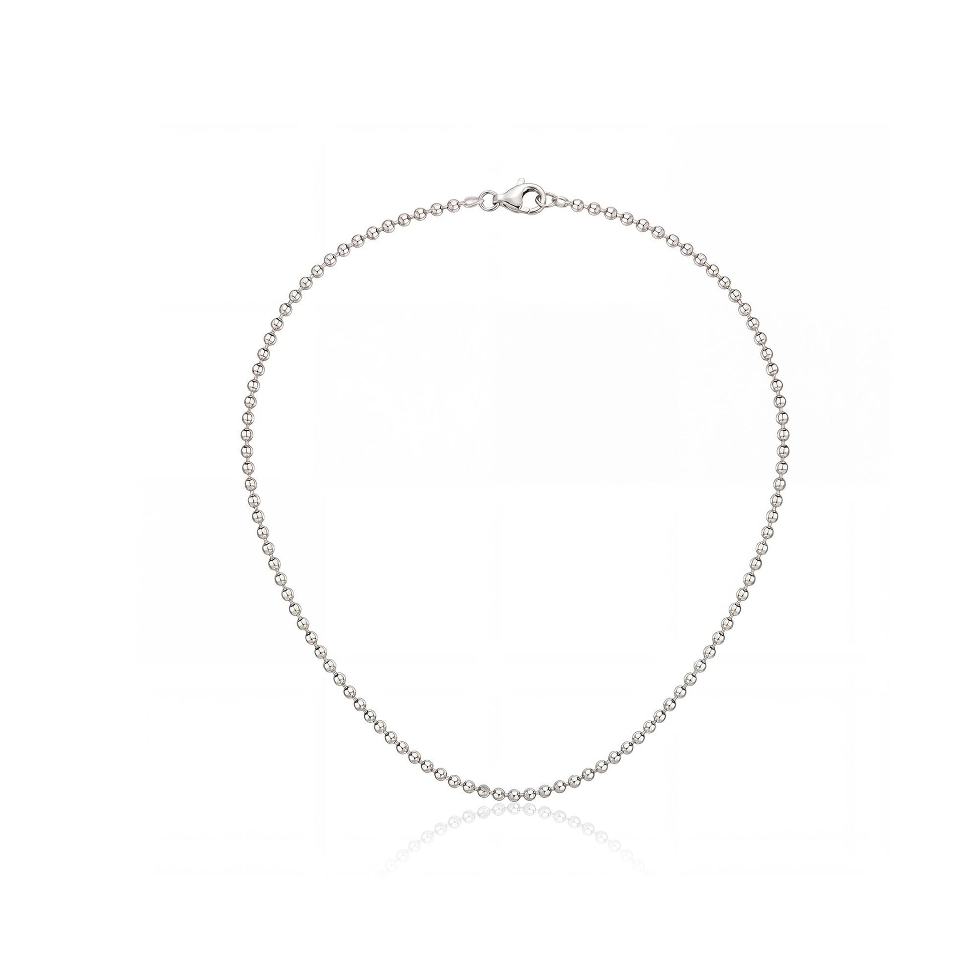 Full circular view of solid PT950 platinum bead chain necklace
