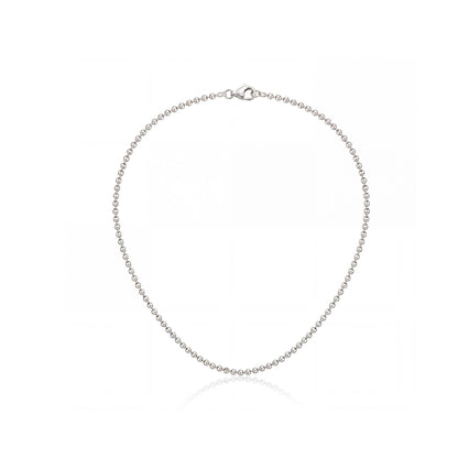 Full circular view of solid PT950 platinum bead chain necklace