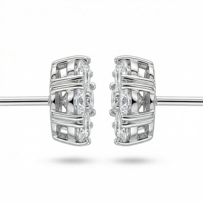 Side view of PT950 lab diamond flower stud earring settings