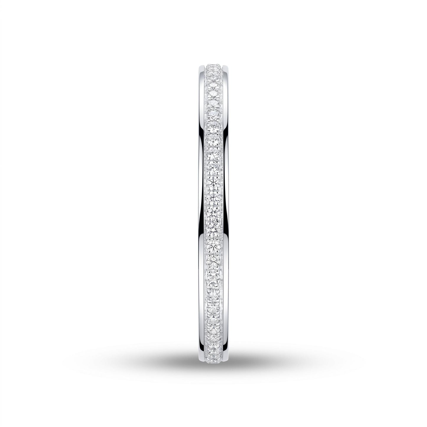PT950 platinum textured wedding band 3mm angled view