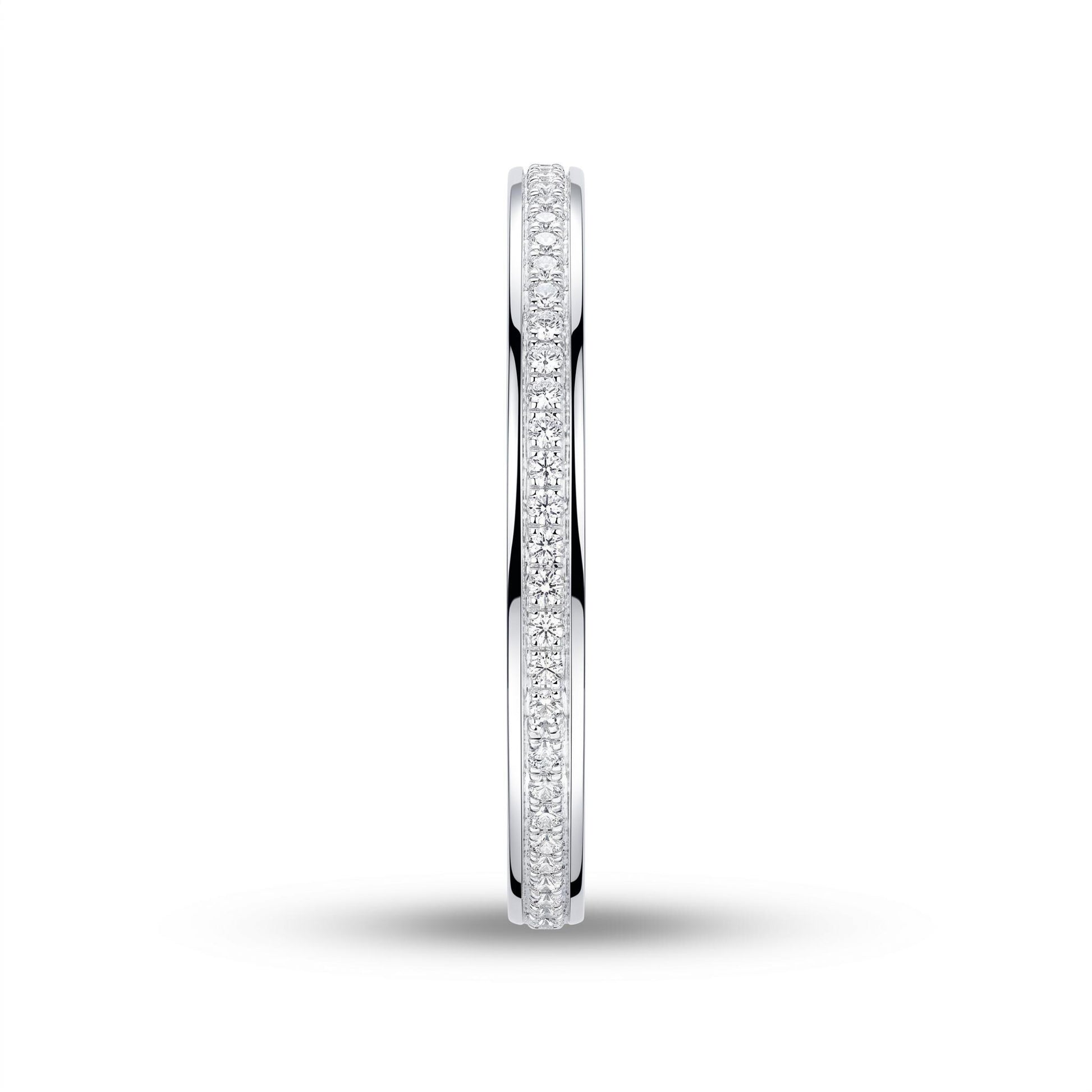 PT950 platinum textured wedding band 3mm angled view