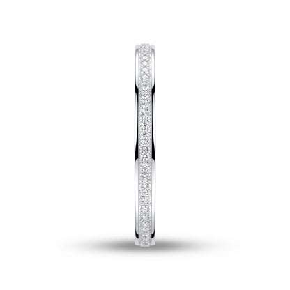 PT950 platinum textured wedding band 3mm angled view
